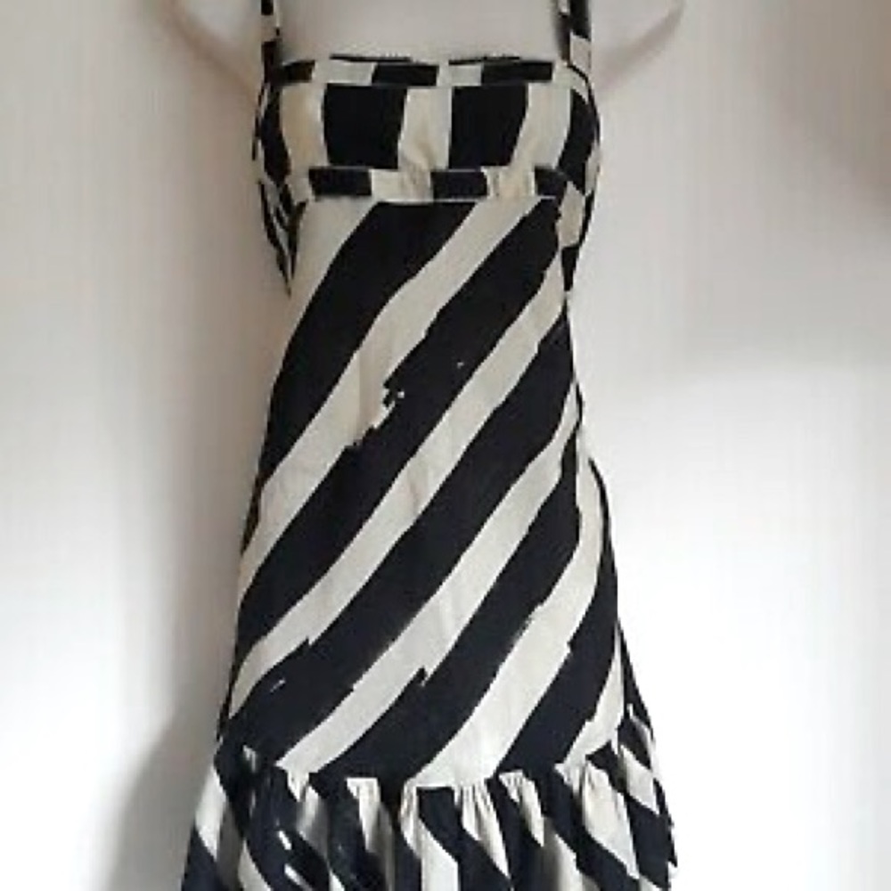 TWENTY8TWELVE Micro mini silk/cotton dress, cream and black